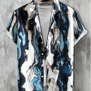 Manfinity Men Marble Print Shirt Without Tee